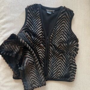 Nina Leonard Faux Fur Vest & Scarf